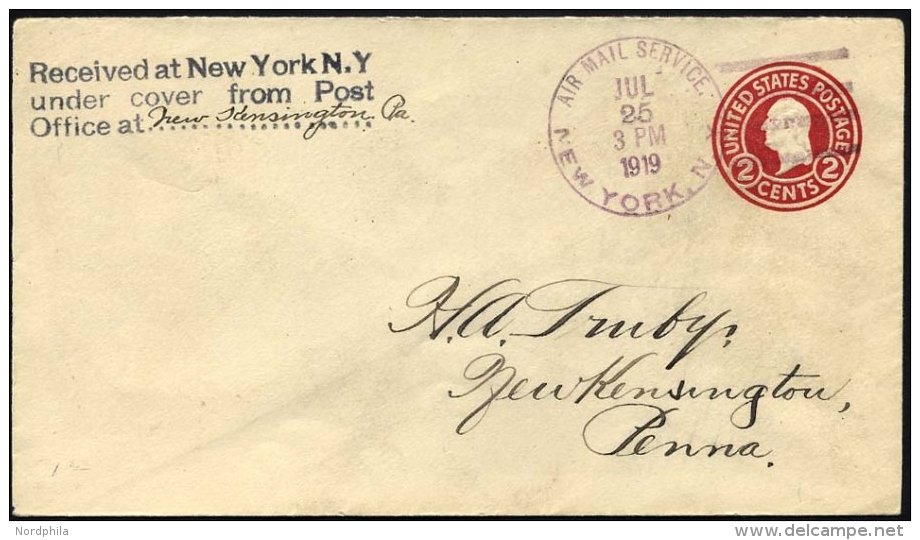 US-FLUGPOST 1.5.1925, Zwei 5 C. Ganzsachenumschläge Mit Blauem Und Violettem Sonderstempel Zum Ersten Transkontinen - 1c. 1918-1940 Covers