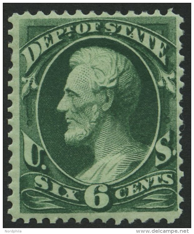 DIENSTMARKEN D 59 *, Scott O 60, 1873, 6 C. State, Falzreste, Pracht, Signiert Gebrüder Senf, $ 220 - Other & Unclassified