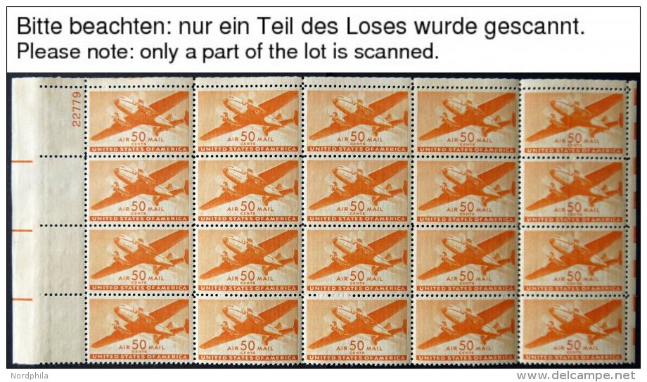 USA 502-06 **, Scott C 27-31, 1941, 10 - 50 C. Postflugzeug In 20er-Bogenteilen Mit Plattennummer, Pracht, $ 385.50 - Used Stamps
