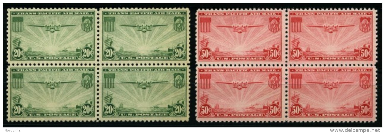 USA 400/1 VB **, Scott C21/2, 1937, Manila-Hongkong In Viererblocks, Prachtsatz, $ 90.- - Used Stamps