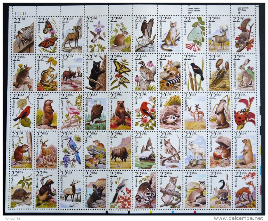 USA 1883-1932,2252-2301 **, Scott 2286-2335, 2647-2696, 1987/92, Nordamerikanische Fauna Und Wildblumen In Zusammendruck - Used Stamps