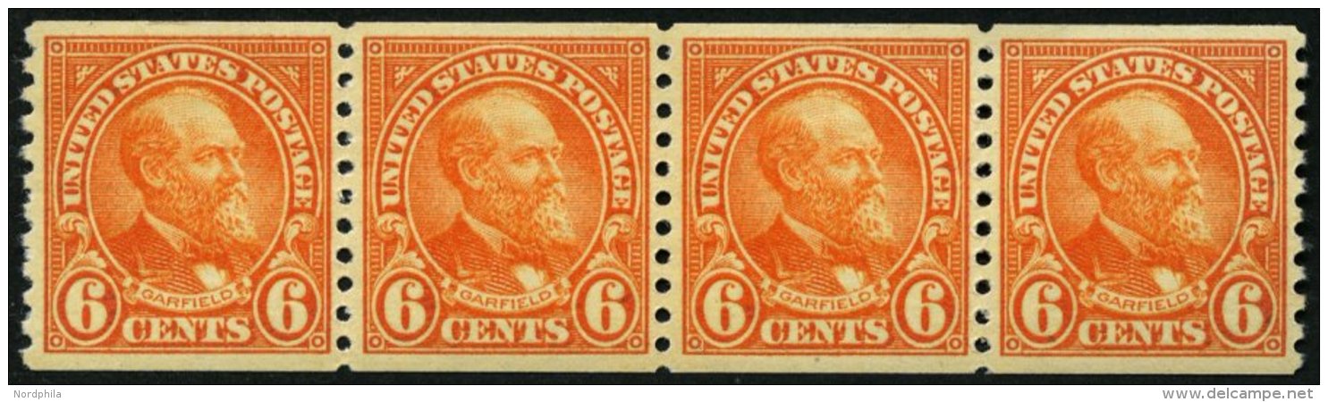 USA 268J **, Scott 723, 1932, 6 C. Garfield, Senkrecht Gezähnt 10, Im Waagerechten Viererstreifen, Postfrisch, Prac - Used Stamps