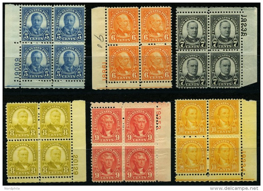USA 267-72F VB **, Scott 637-42, 1927, 5 - 10 C. Bedeutende Persönlichkeiten, Gezähnt L 11:101/2, In Postfrisc - Used Stamps
