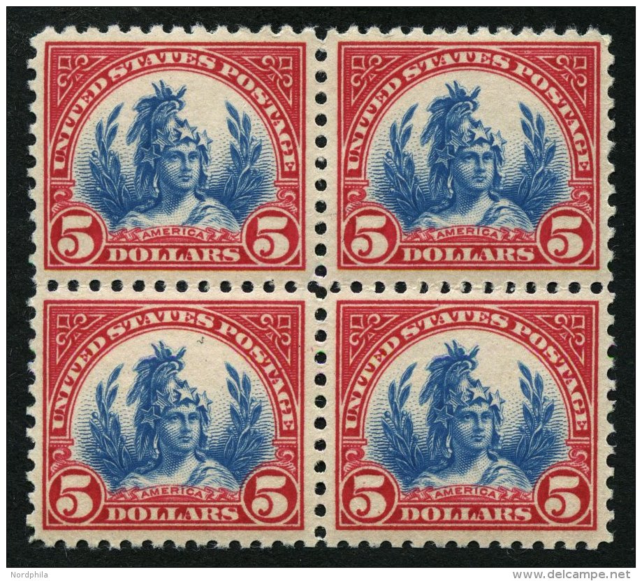 USA 285a VB **, Scott 573, 1923, 5 $ Karmin/blau Allegorie Amerika Im Postfrischen Viererblock, Pracht - Used Stamps