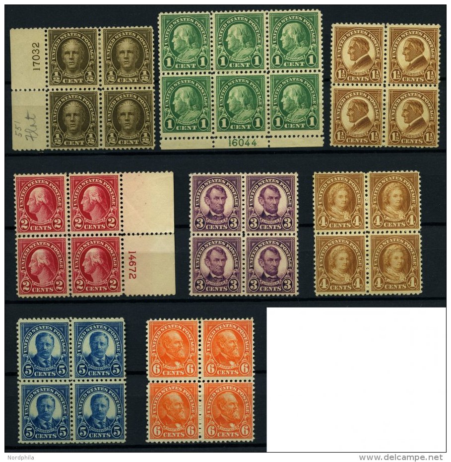 USA 259-68A VB **,* , Scott 551-58, 1922-25, 1/2 C. - 6 C. Bedeutende Persönlichkeiten, Gezähnt L 11, 8 Vierer - Used Stamps