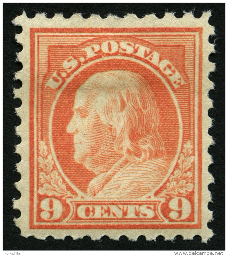 USA 231K *, Scott 471, 1916, 9 C. Franklin, Ohne Wz., Gezähnt L 10, Falzrest, Pracht, $ 55 - Used Stamps