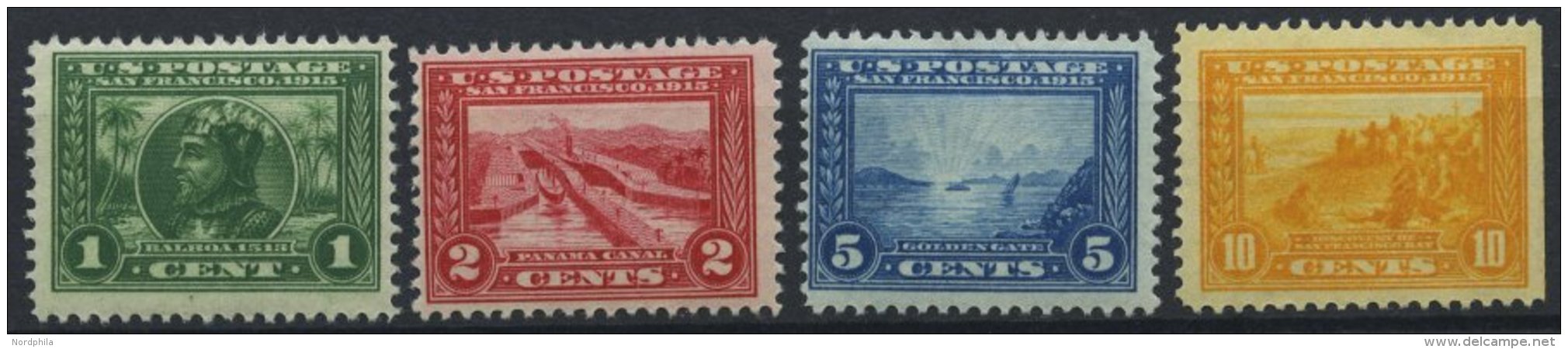 USA 203-06Aa *, Scott 397-400, 1913, Panama-Pacific Ausstellung, Gezähnt L 12, Falzrest, Prachtsatz,$ 224.50 - Used Stamps