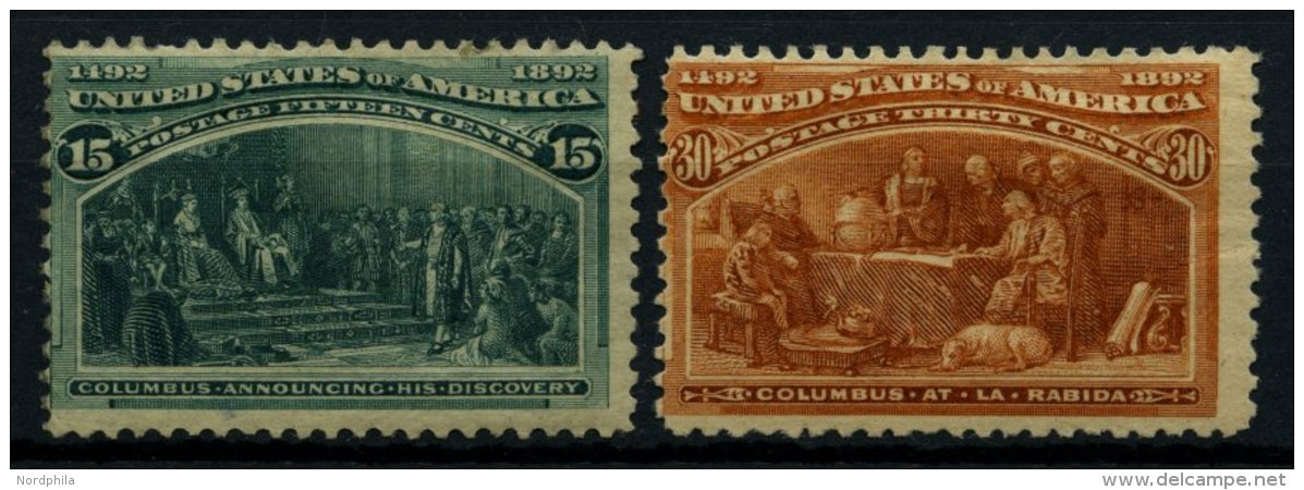 USA 81/2 *, Scott 238/9, 1893, 15 Und 30 C. Columbus-Weltausstellung, Falzreste, Etwas Dezentriert, 2 Werte Kleine M&aum - Used Stamps