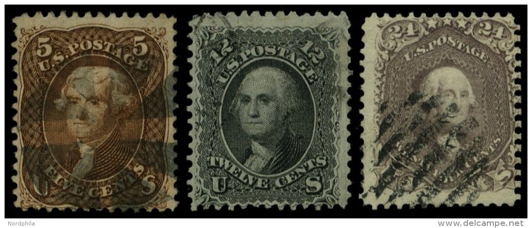 USA 19,21,23 O, Scott 69,70,76, 1861, 3 Sauber Gestempelte Werte Feinst/Pracht, $ 520.- - Used Stamps