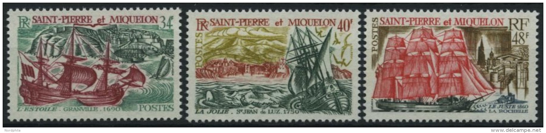 ST. PIERRE UND MIQUELON 447-49 **, 1969, Alte Seeschiffe, Prachtsatz, Mi. 80.- - Other & Unclassified