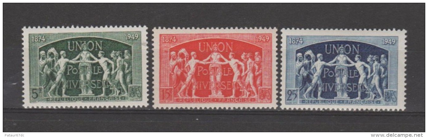 FRANCE / 1949 / Y&T N° 850/852 ** : UPU (3 TP) - Gomme D´origine Intacte - Nuevos