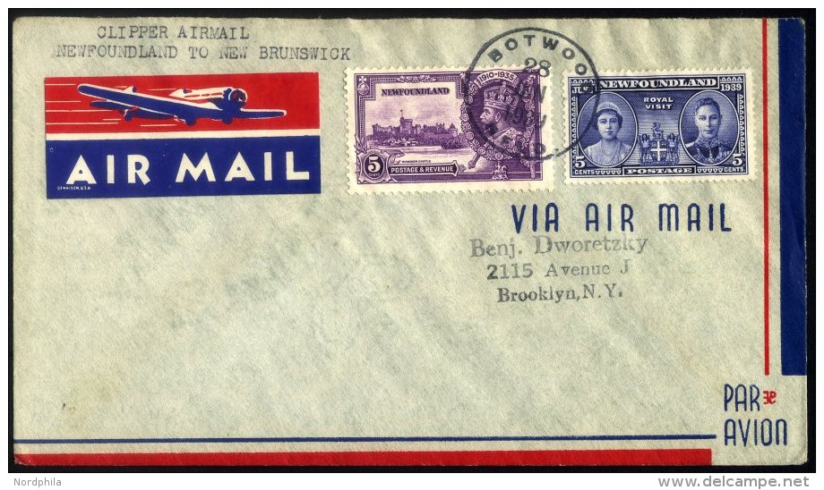 KANADA - NEUFUNDLAND 28.6.1939, PAA-Erstflug BOTWOOD-SHEDIAC Mit Yankee-Clipper Geflogen, Pracht, Müller 34 - 1857-1861