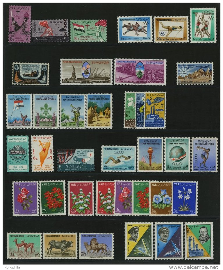 JEMEN - NORDJEMEN **, 1960-67, Partie Verschiedener Flugpost-Marken, Pracht, Mi. 215.- - Yemen