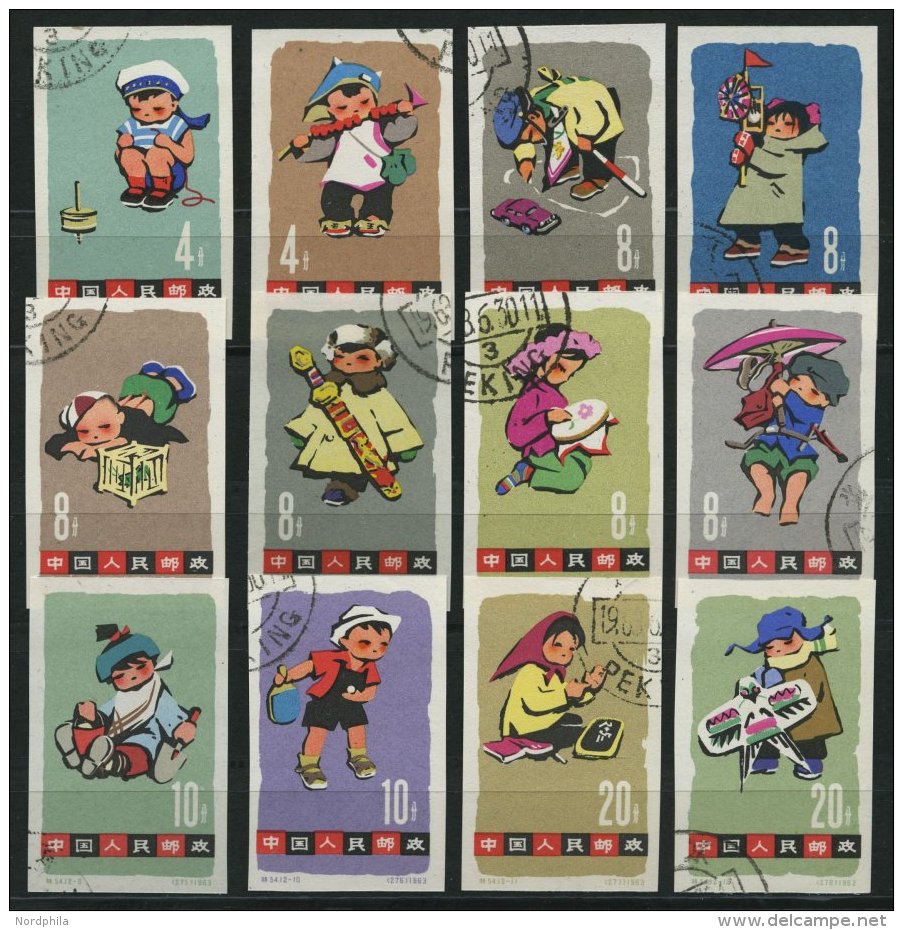 CHINA - VOLKSREPUBLIK 702-13B O, 1963, Kinderspiele, Ungezähnt, Prachtsatz, Mi. 220.- - Autres & Non Classés