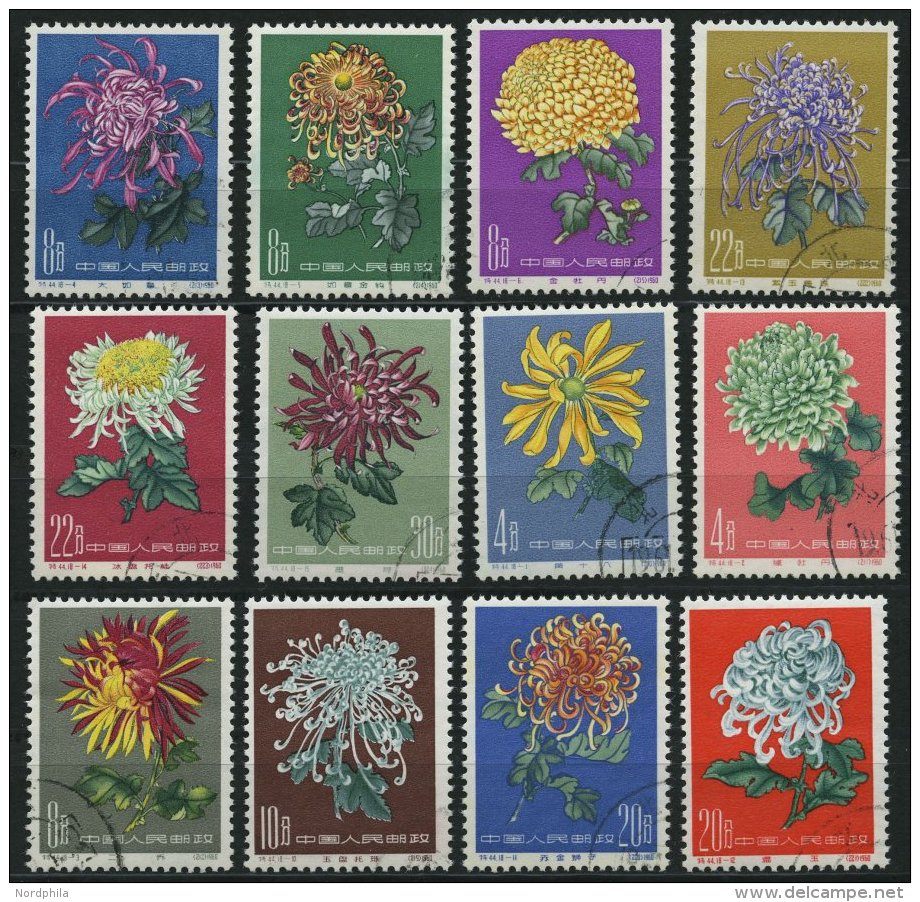 CHINA - VOLKSREPUBLIK 577-88 O, 1961, Chrysanthemen, 2 Prachtsätze, Mi. 85.- - Autres & Non Classés