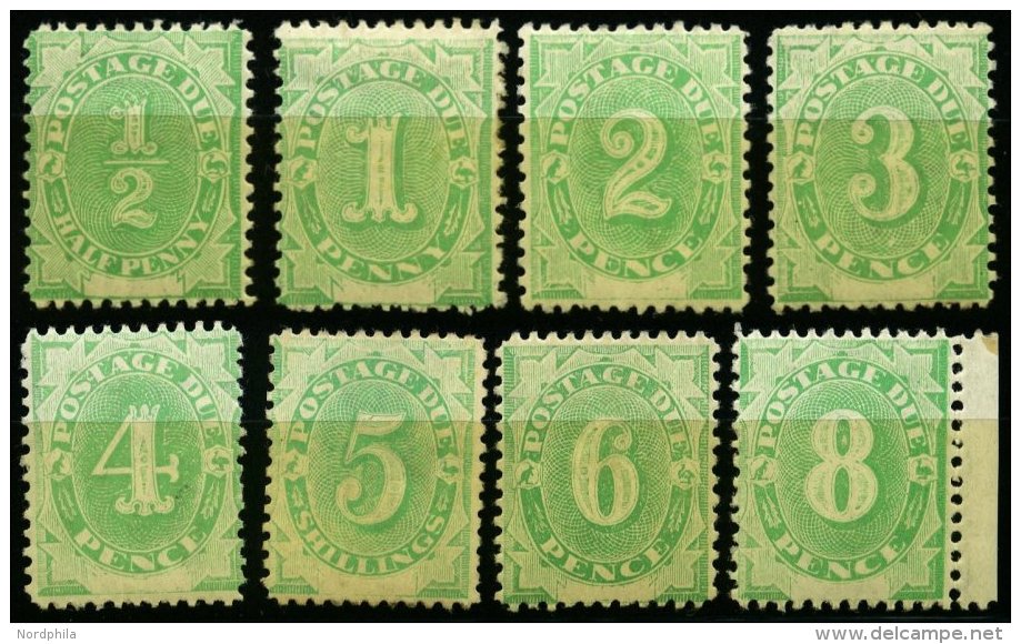PORTOMARKEN P 1-12I *, 1902, Ziffer, Type I, Falzreste, Prachtsatz (8 Werte), Mi. 504.- - Postage Due