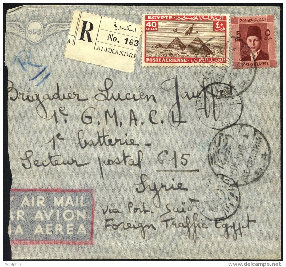 GYPTEN 176,227 BRIEF, 1939, 40 M. Rot/braun Und 5 M. König Frank Auf Einschreibbrief Aus Ägypten An Eine Franz - Storia Postale