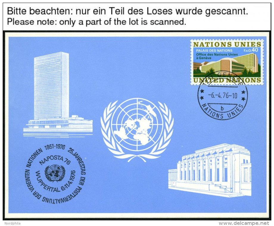 UNO - GENF-BLAUE KARTEN 1976-88, Ca. 96 Verschiedene Blaue Karten, Dabei 1979-85 Komplett, Pracht, Mi. 287.30 - Other & Unclassified