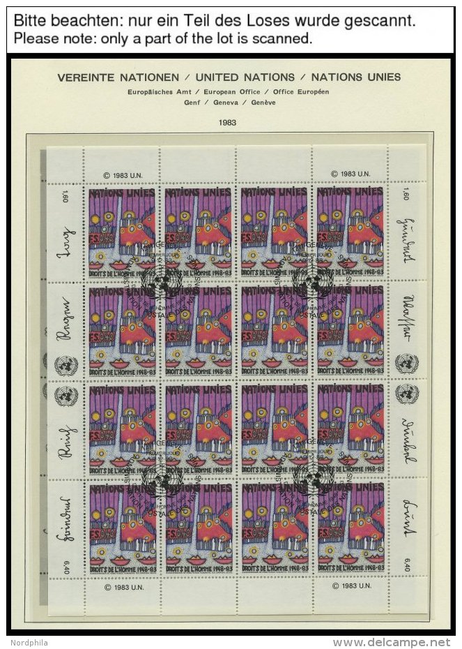 UNO - GENF KB O, 1983-89, 4 Verschiedene Kleinbogensätze: Mi.Nr. 117/8, 158/9, 165/6 Und 180/1 Mit Zentrischen Erst - Autres & Non Classés
