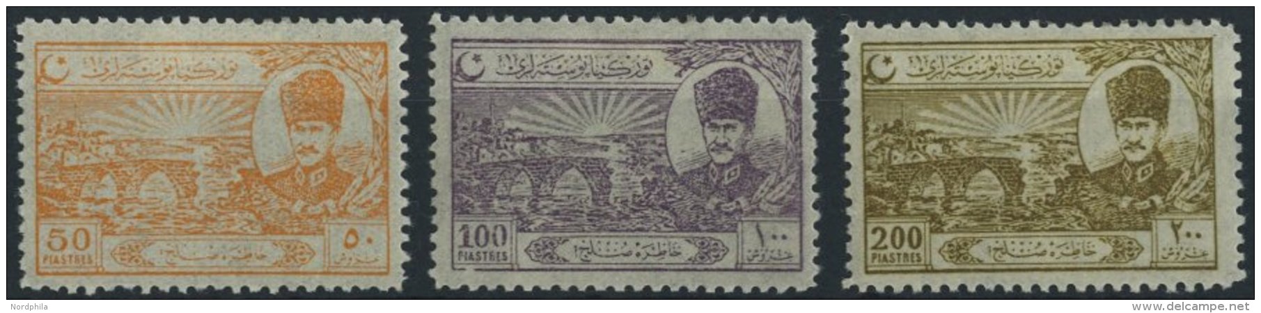 TÜRKEI 804-06 *, 1924, 50 - 200 Pia. Frieden Von Lausanne, Falzrest, 3 Prachtwerte - Other & Unclassified