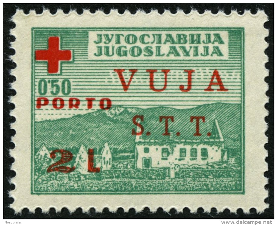 ZONE B ZP 1 *, Zwangszuschlagsporto: 1948, 2 L. Auf 0.50 Din. Dunkelgrün/rot, Falzrest, Pracht - Andere & Zonder Classificatie