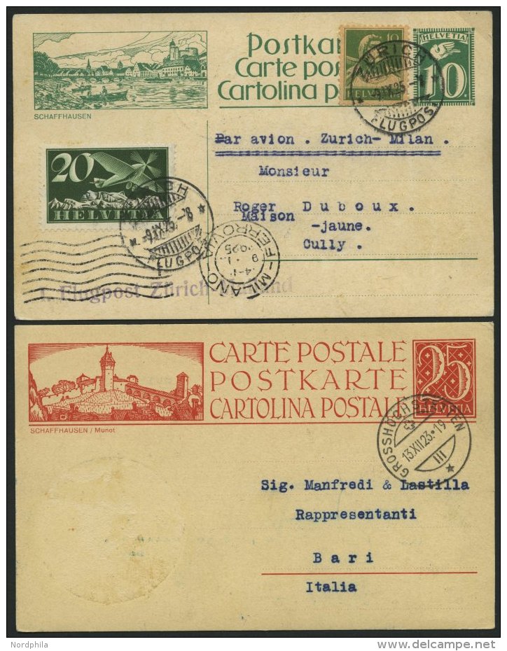 GANZSACHEN P 96/7 BRIEF, 1925, 2 Verschiedene Bildpostkarten, Eine Davon Mit Zusatzfrankatur (Mi.Nr. 164 + 213) Als 1. L - Enteros Postales