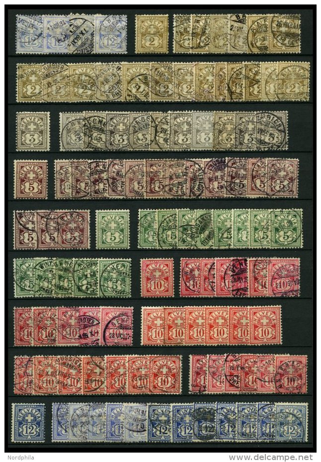 LOTS O,* , 1882-1906, Partie Kreuz über Wertschild, 190 Werte, Teils In Nuancen, Erhaltung Etwas Unterschiedlich, F - Collections