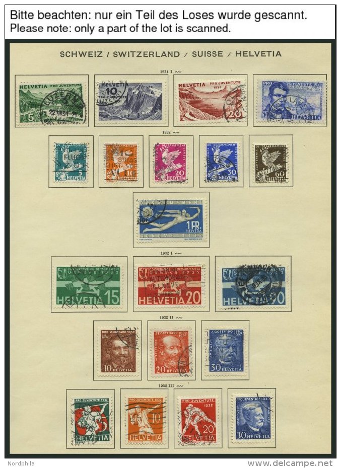 SAMMLUNGEN O, Gestempelter Sammlungsteil Schweiz Von 1931-69 Auf Schaubek Seiten, Meist Prachterhaltung, Mi. Ca. 2000.- - Collections