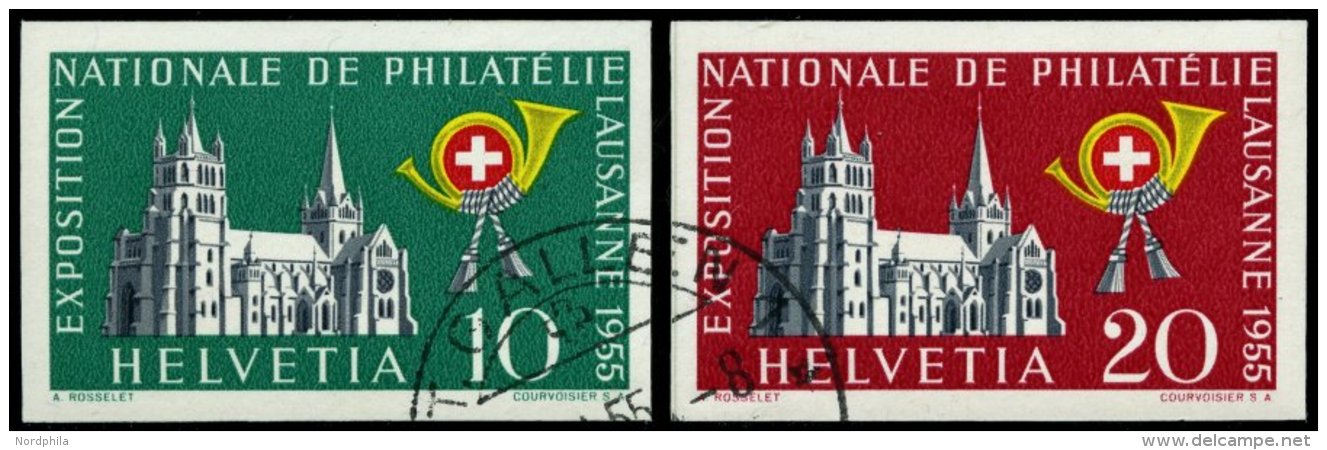SCHWEIZ BUNDESPOST 611/2 O, 1955, Einzelmarken Lausanne, 2 Prachtwerte, Mi. 90.- - Oblitérés
