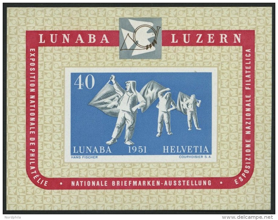 SCHWEIZ BUNDESPOST Bl. 14 **, 1951, Block LUNABA, Feinst, Mi. 260.- - Oblitérés