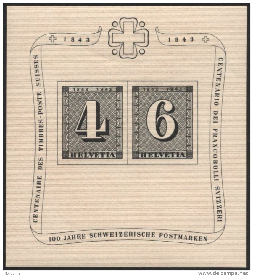 SCHWEIZ BUNDESPOST Bl. 8 **, 1943, Block 100 Jahre Briefmarken, Pracht, Mi. 100.- - Used Stamps