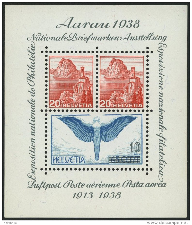 SCHWEIZ BUNDESPOST Bl. 4 **, 1934, Block Aarau, Pracht, Mi. 75.- - Gebruikt