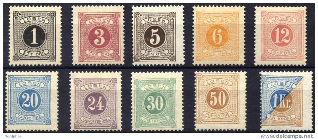 PORTOMARKEN P 1-10B *, 1891, Lösen, Gezähnt 13, Falzreste, Prachtsatz, Mi. 80.- - Used Stamps