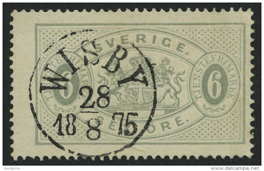 DIENSTMARKEN D 4Ac O, 1874, 6 Ö. Grau, Gezähnt 14, Zentrischer K1 WISBY, Kabinett, Mi. 190.- - Officials