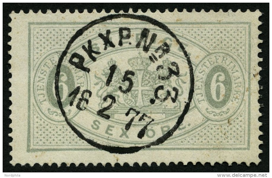 DIENSTMARKEN D 4Ac O, 1874, 6 Ö. Grau, Gezähnt 14, Zentrischer K1 PKXP Nr. 33, Pracht - Officials