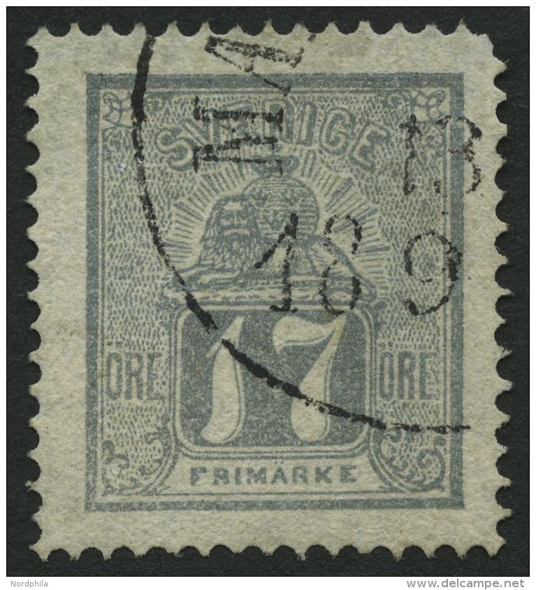 SCHWEDEN 15b O, 1869, 17 Ö. Grau, Obere Rechte Ecke Stumpf Sonst Pracht, Mi. 800.- - Used Stamps