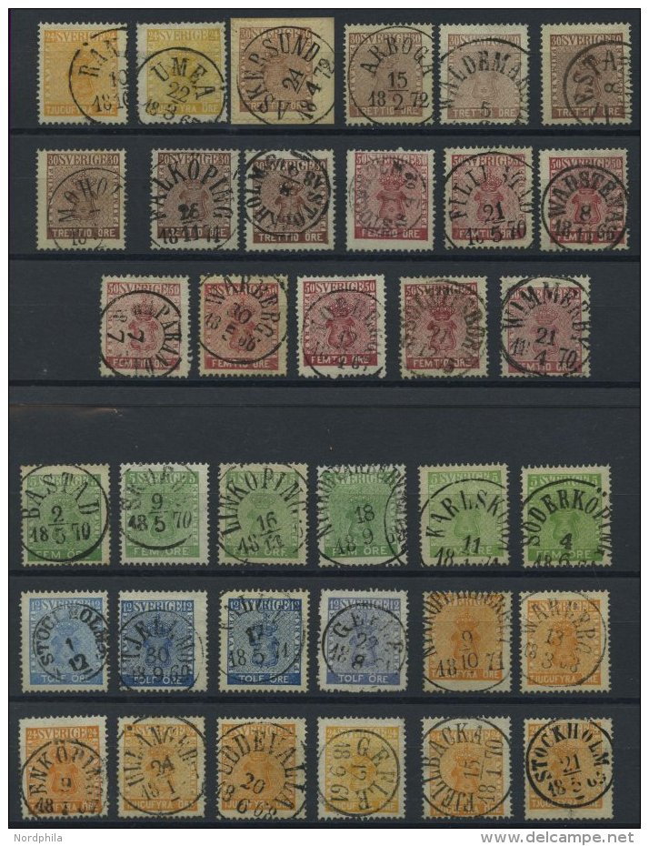 SCHWEDEN 7,9-12 O, 1858/72, 35 Sauber Gestempelte Pracht- Und Kabinettwerte - Used Stamps