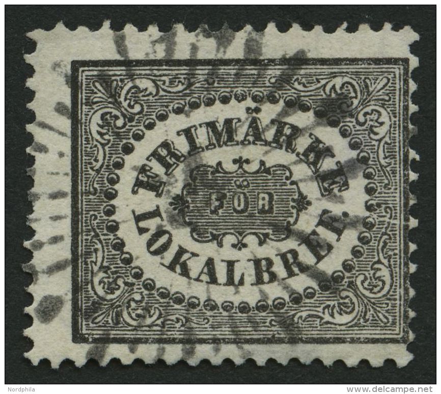 SCHWEDEN 6 O, 1856, 1 Skill. Bco. Schwarz (Facit 6a2), Repariert Wie Pracht - Used Stamps