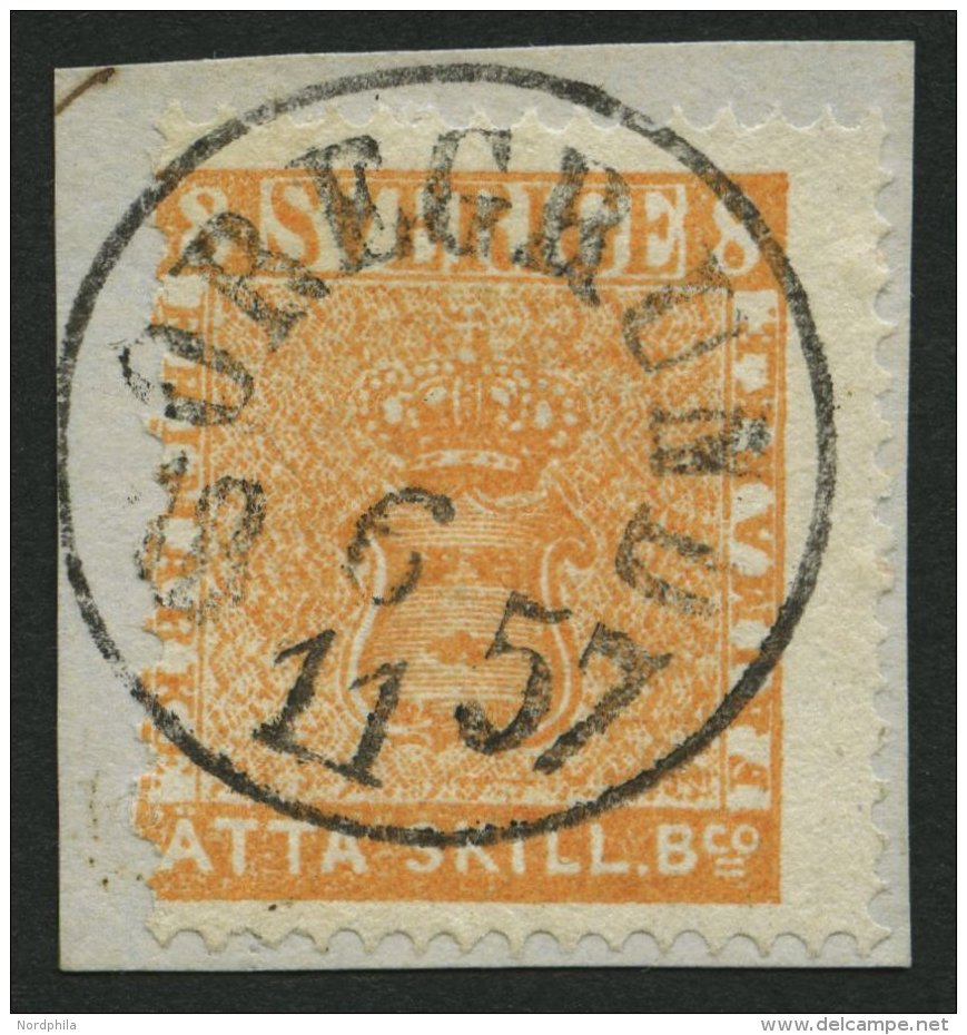 SCHWEDEN 4 BrfStk, 1855, 8 Skill. Boc. Gelborange, Seltener K1 ÖREGRUND, Etwas Dezentriert, Prachtbriefstück, - Used Stamps