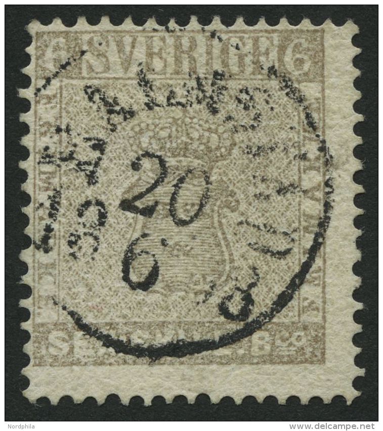 SCHWEDEN 3a O, 1855, 6 Skill. Bco. Grau, K1 HALMSTAD, Kleine Zahnkorrektur Wie Pracht, Mi. (1100.-) - Used Stamps