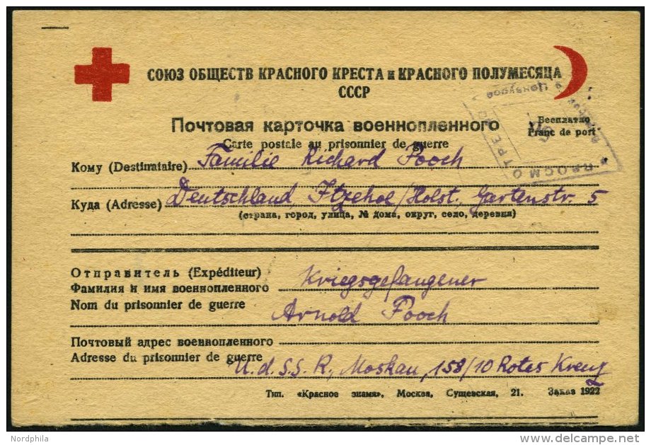 RUSSLAND 1946, Rotes Kreuz-Gefangenenkarte Aus Einem Gefangenenlager In Russland, Pracht - Gebraucht