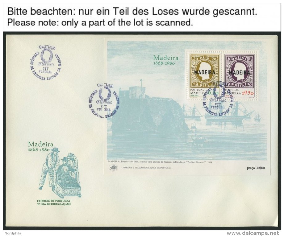 MADEIRA Bl. 1 BRIEF, 1980, Block 112. Jahrestag Der Ersten Markenausgaben, 390x Auf FDC`s, Fast Nur Pracht, Mi. 3900.- - Madeira