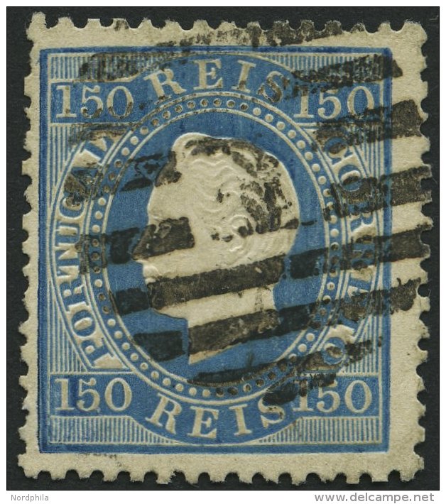 PORTUGAL 43xB O, 1876, 150 R. Mattblau, Gezähnt 121/2, üblich Gezähnt Pracht, Signiert Gebrüder Senf - Used Stamps