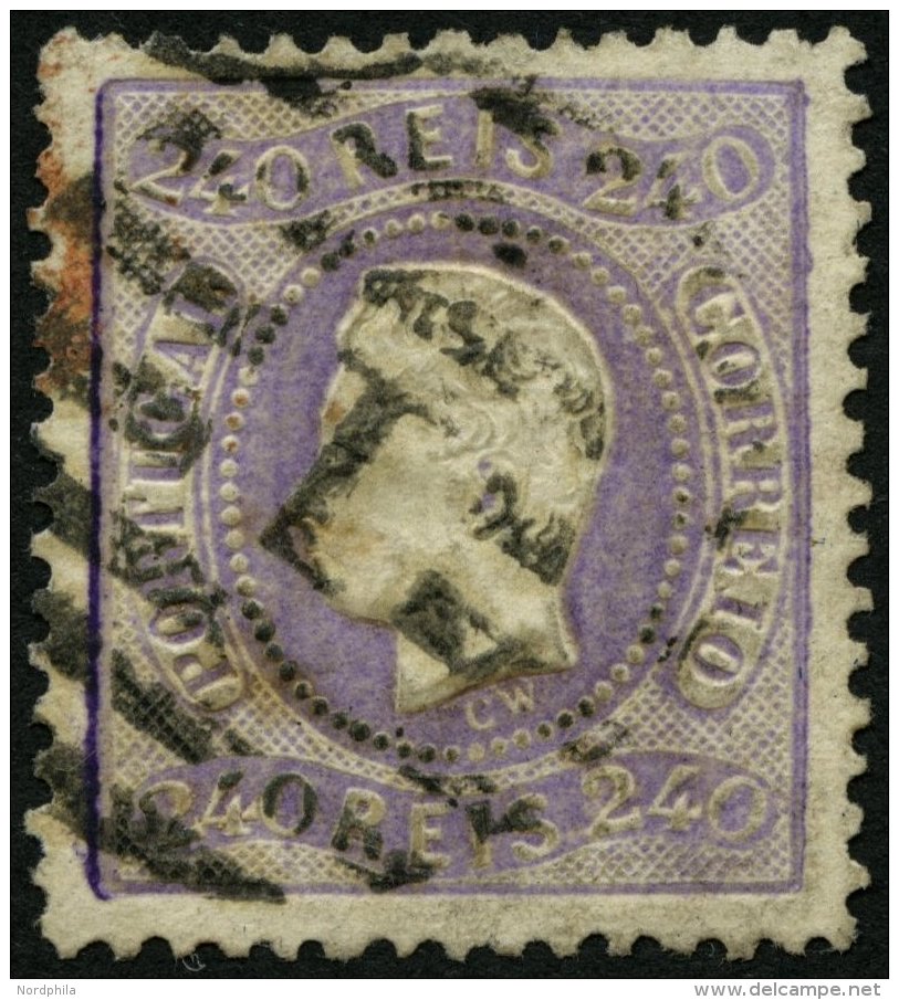 PORTUGAL 33 O, 1870, 240 R. Lila, Nummernstempel 1, Pracht, Mi. 600.- - Used Stamps