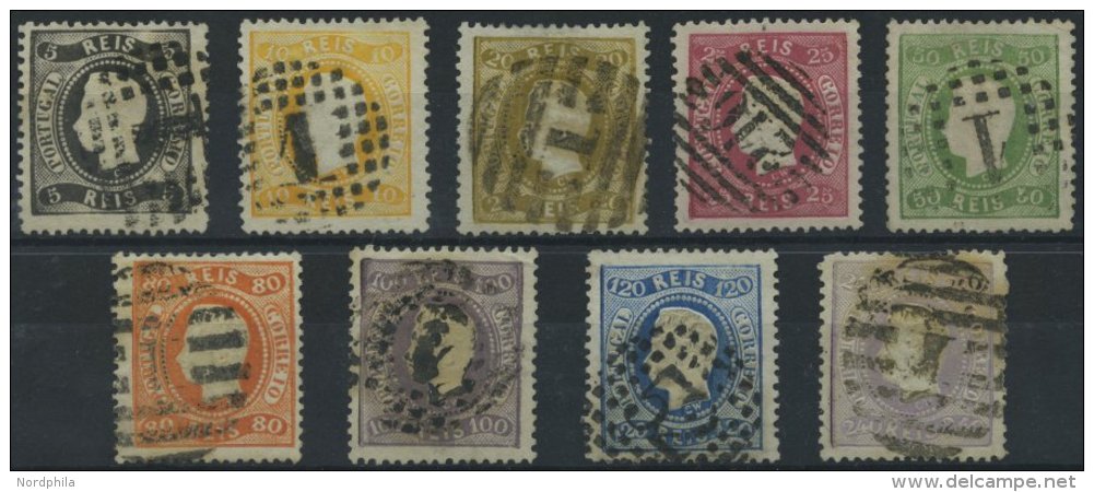 PORTUGAL 25-33 O, 1867/70, Geschweifte Wertbänder, Normale Zähnung, Prachtsatz, Fast Alle Signiert Gebrüd - Used Stamps