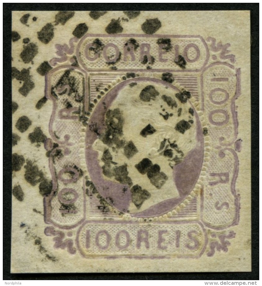 PORTUGAL 16 O, 1862, 100 R. Lila, Pracht, Fotoattest Nucleo Filatelico, Mi. 130.- - Used Stamps