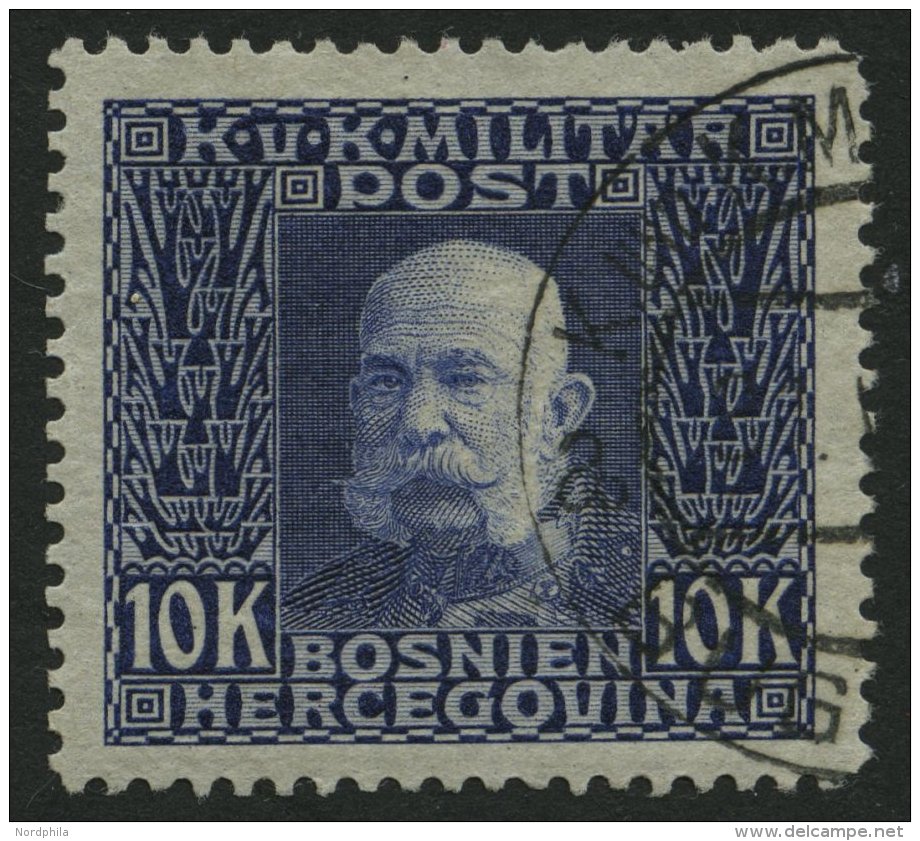 BOSNIEN UND HERZEGOWINA 84 O, 1914, 10 Kr. Violett Auf Grau, Pracht, Mi. 170.- - Bosnia And Herzegovina