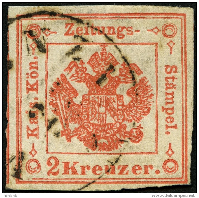 LOMBARDEI UND VENETIEN Z 2 O, Zeitungsmarken: 1859, 2 Kr. Rot, Pracht, Mi. 70.- - Lombardije-Venetië