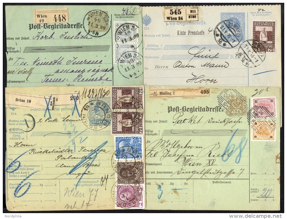 GANZSACHEN 1899-1915, 6 Verschiedene Paketkarten, Alle Mit Zusatzfrankaturen, Feinst/Pracht - Other & Unclassified