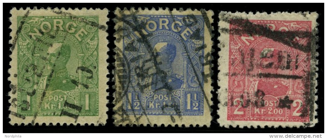 NORWEGEN 67-69 O, 1907, König Haakon VII, Satz Feinst, Mi. 220.- - Gebraucht